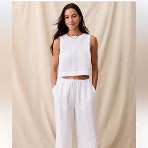 Marine Layer white Linen Blend Wide Leg drawstring Pants nwot
